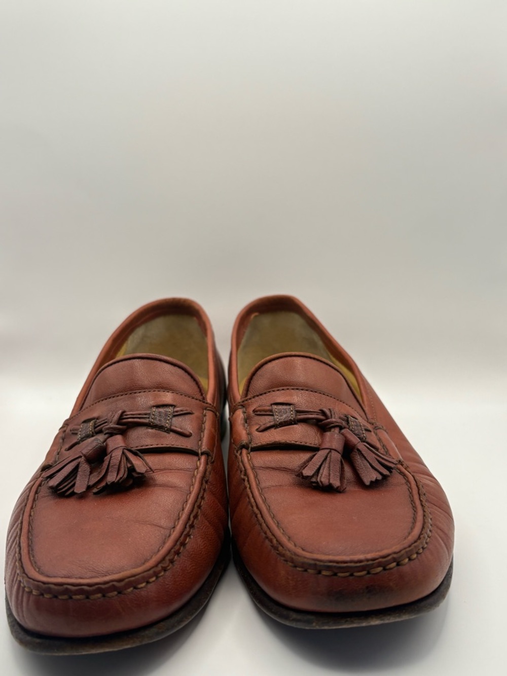 Santoni Brown Tassel Leather Loafers
